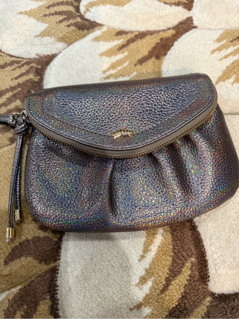 Juicy Couture Pewter Holographic Rainbow wristlet